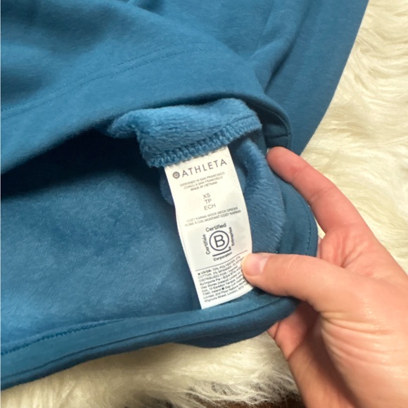 Athleta Cozy Karma Fleece Lined Sweater Dress with Pockets in Teal size XS - Picture 13 of 14